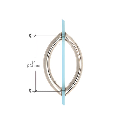 CRL Polished Nickel 8" Crescent Style Back-to-Back Pull Handles Without Metal Washers