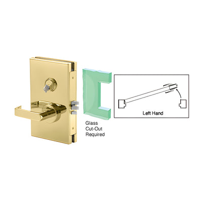 CRL Polished Brass 6" x 10" LH Center Lock with Deadlatch in Class Room Function
