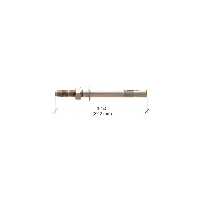 A brass finish CRL concrete anchor measuring 3-1/4 inches in length shown against a white background.
