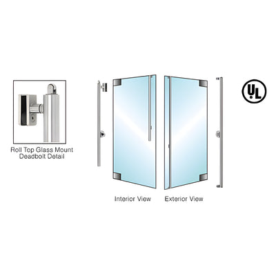 CRL-Blumcraft® Brushed Stainless Right Hand Reverse Roll Top Glass Mount Cylinder/Thumbturn "F" Exterior Top Securing Deadbolt Handle