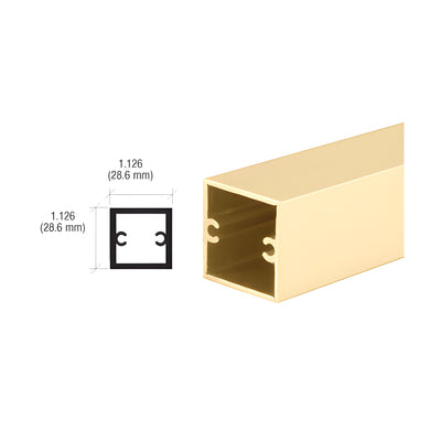 CRL Brite Gold Anodized 1-1/8" Square Tubing for Partition Post