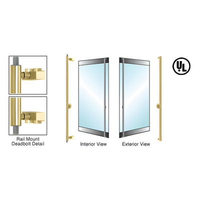 CRL-Blumcraft® Polished Brass Right Hand Reverse Rail Mount 'F' Exterior Top and Bottom Secured Deadbolt Handle