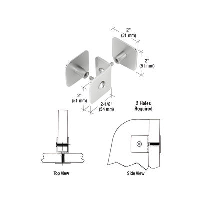 CRL Brushed Stainless Bullet Resistant Protective Barrier System Top or Mid-Mount Buttress or Baffle Clamp