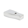 A polished chrome Madrid series wall block mount viewed from the top angle.