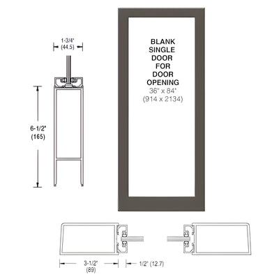 CRL-U.S. Aluminum Bronze Black Anodized Custom Single Blank 400 Medium Stile Offset Hung Entrance Door - No Prep
