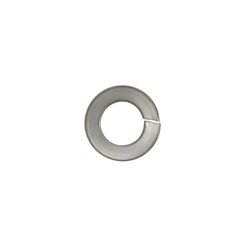 A single circular stainless steel split lock washer for 5/16"-18 hardware.