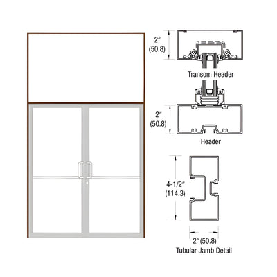 CRL-U.S. Aluminum Custom Size Dark Bronze/Black Anodized Class 1 Series 451 Tubular Butt Hinge Transom Frame Complete (2FT)