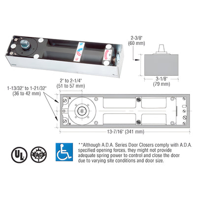Dormakaba® Model BTS80 8.5 Lb. Floor Mounted Door Closer Body in Cement Case