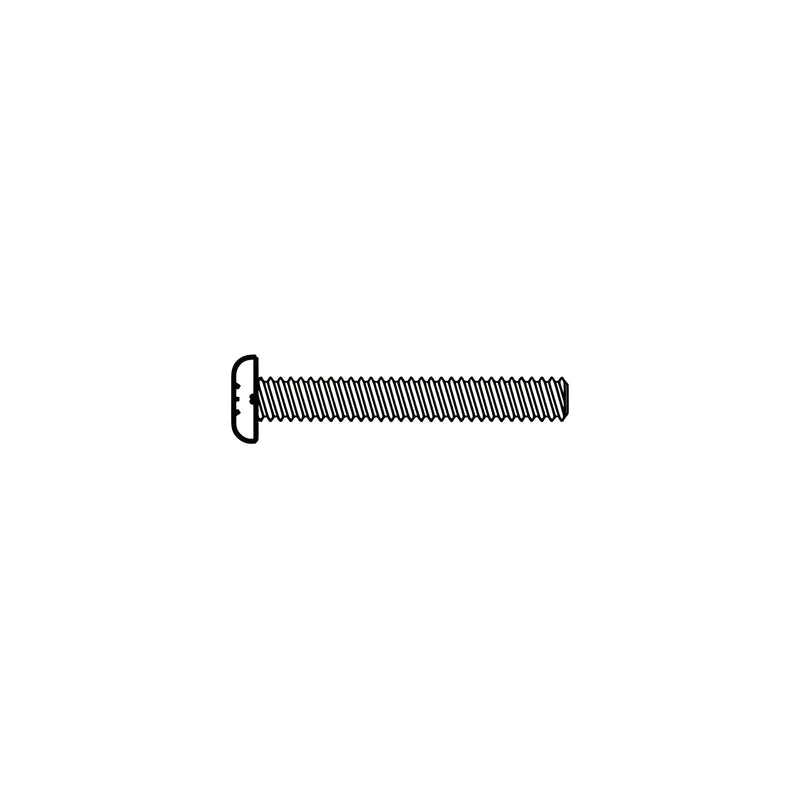 A side-view line drawing of a black Phillips machine screw with a 1/4-20 thread and 1-3/4 inch length.