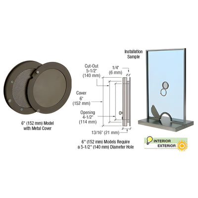 CRL Duranodic Bronze Anodized 6" Metal Cover Speak-Thru