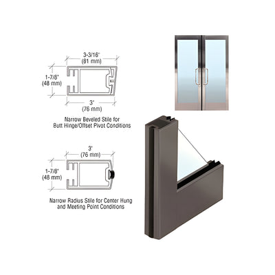 CRL 3" Dark Bronze Narrow Stile Clad Full Framed Door