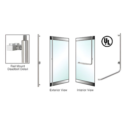 CRL-Blumcraft® Brushed Stainless Right Hand Rail Mount Cylinder/Thumbturn 'F' Deadbolt Exterior Handle for 3/4" Glass