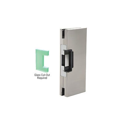 CRL Brushed Stainless 4" x 10" RH/LHR Custom Center Lock Glass Keeper With Deadlatch Electric Strike