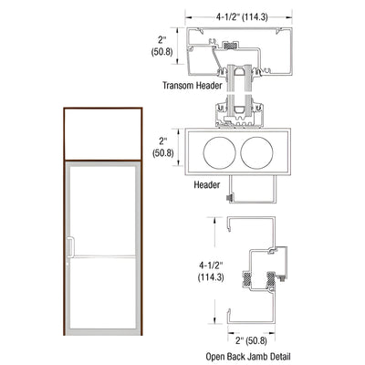 CRL-U.S. Aluminum Dark Bronze/Black Anodized Class 1 Anodized Thermally Improved Transom Frame for Single Offset Pivot Door and Overhead Concealed Door Closer