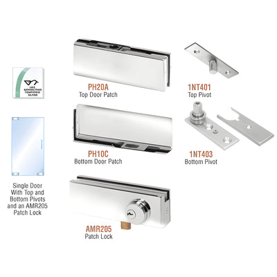 CRL Polished Stainless North American Patch Door Kit - With Lock