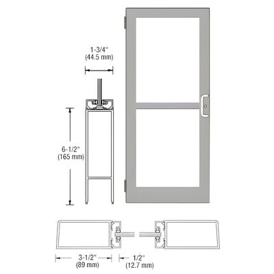 CRL-U.S. Aluminum Clear Anodized 400 Series Medium Stile (LHR) HLSO Single 3'0 x 7'0 Offset Hung with Butt Hinges for Surf Mount Closer Complete Panic Door with Std. Panic and Bottom Rail