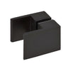 A close-up view of the square-shaped oil rubbed bronze back-to-back paddle knob for glass shower doors.