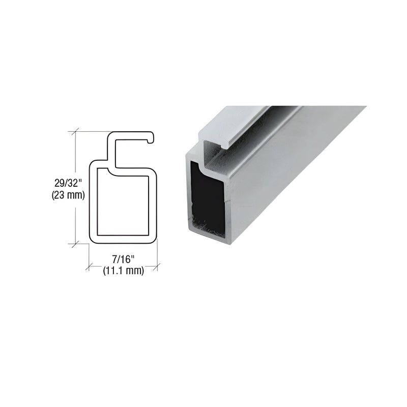 A cross-section diagram and a perspective view of the CRL aluminum heavy wall screen frame showing its 29/32 inch by 7/16 inch dimensions.