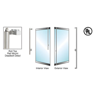 CRL-Blumcraft® Brushed Stainless Right Hand Reverse Roll Top Rail Mount "F" Exterior Top Securing Deadbolt Handle