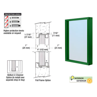 CRL Custom KYNAR® Painted Aluminum Narrow Inset Frame Exterior Glazed Vision Window