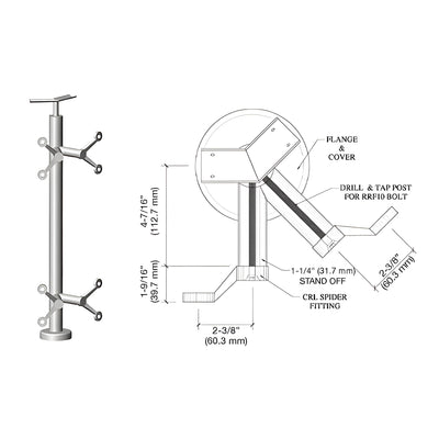 CRL Brushed Stainless 36" P6 Series Spider 135 Degree Angle Post Railing Kit