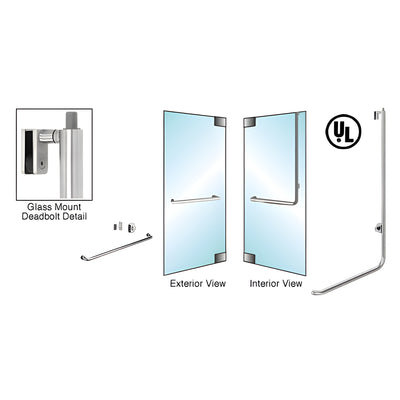 CRL-Blumcraft® Brushed Stainless Right Hand Glass Mount Cylinder Outside, Thumbturn Inside "A" Exterior Top Securing Deadbolt Handle