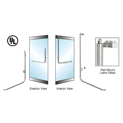 CRL-Blumcraft® Brushed Stainless Left Hand Reverse Rail Mount Keyed Access "B" Exterior, Top Securing Panic Handle for 3/4" Glass
