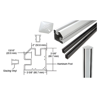 CRL Sky White AWS 2" x 2-5/8" Rectangular 90 Degree 36" Corner Post Kit
