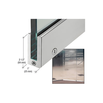 CRL Brushed Stainless RH 2-1/2" Tall Slender Profile Door Rail With Lock 35-3/4" (908 mm) Standard Length
