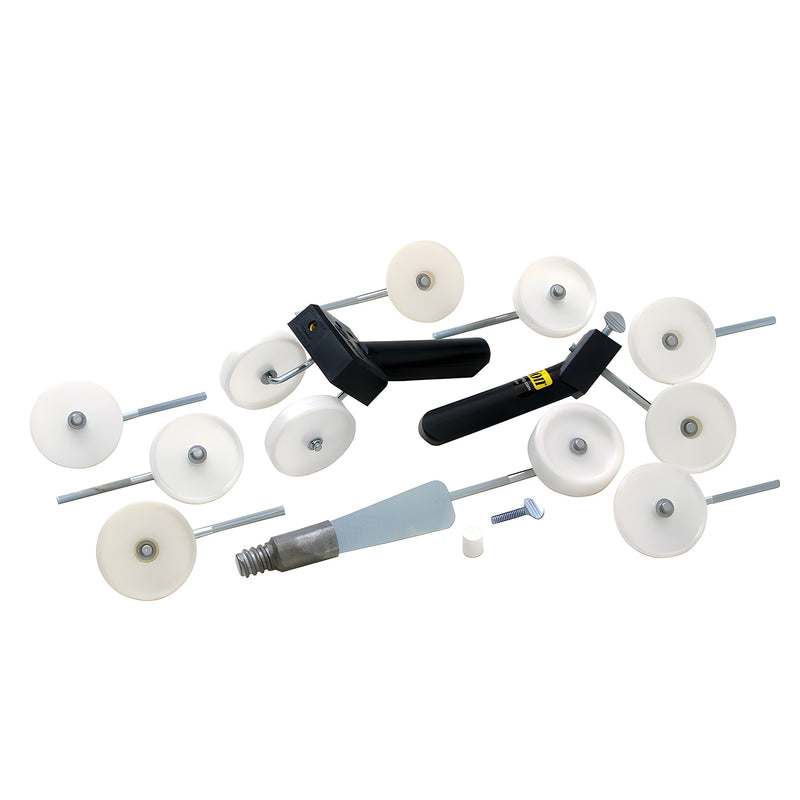 A complete CRL Backer Rod Insert Tool Set featuring multiple nylon wheels and handles.