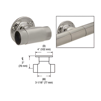 CRL Brushed Stainless Flush Wall Mount Tee for 2" Tubing
