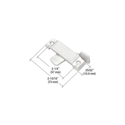 CRL White Sliding Window Lock with 2-1/4" Screw Holes and 1/2" Latch Projection