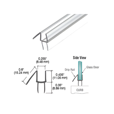 CRL Clear Co-Extruded Bottom Wipe with Drip Rail for 1/4" Glass