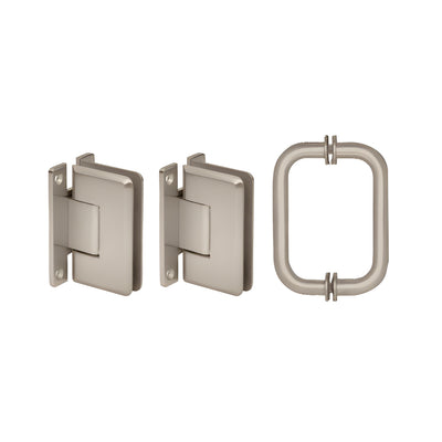 CRL Brushed Nickel Cologne 037 Hinge and Shower Pull Handle Set