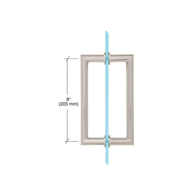 CRL Satin Nickel 8" MT Series Round Tubing Mitered Corner Back-to-Back Pull Handle