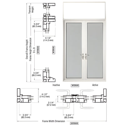 CRL-U.S. Aluminum White KYNAR® Paint Series 900 Terrace Door Pair Swing Out