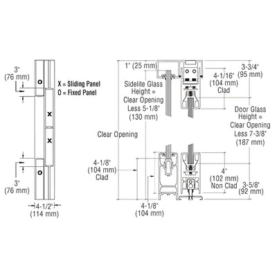 CRL Satin Anodized OXXO SSR 4" Square Sliding Door System