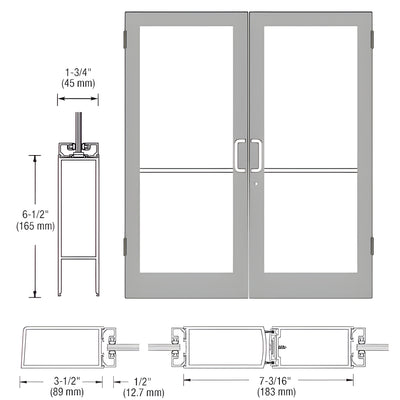 CRL-U.S. Aluminum Clear Anodized Pair 96" x 84" Series 400 Medium Stile Left Side Latch Butt Hinged Showroom Doors for Surface Mount Door Closers