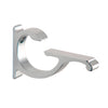 A polished chrome designer aluminum shelf bracket designed for glass shelving.