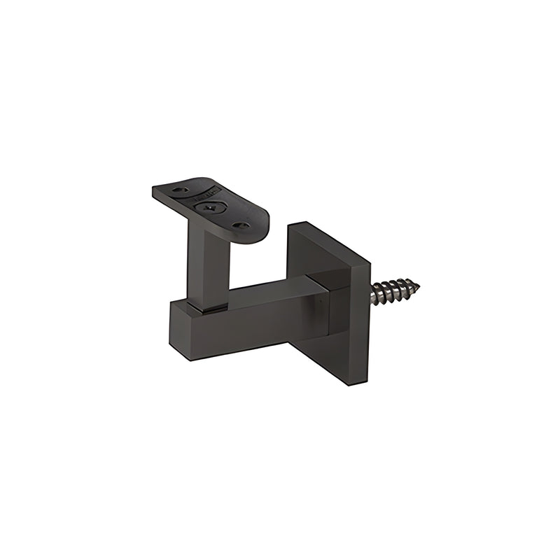 A matte black aluminum wall-mounted hand rail bracket from the Shore Series.