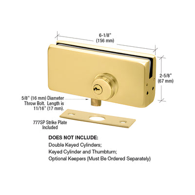 CRL Satin Brass AMR215 Series Patch Lock
