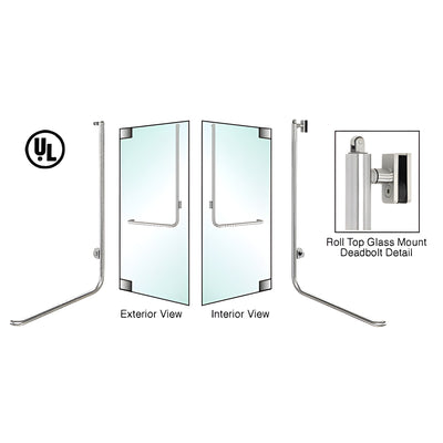 CRL-Blumcraft® Brushed Stainless Left Hand Reverse Roll Top Glass Mount Cylinder/Thumbturn "D" Exterior Top Securing Deadbolt Handle