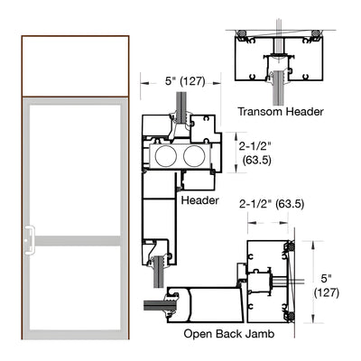 CRL-U.S. Aluminum Dark Bronze/Black Anodized Class 1 IG500 Series Custom Transom Door Frame for Butt Hinge, CVR Panic, and Overhead Concealed Closer