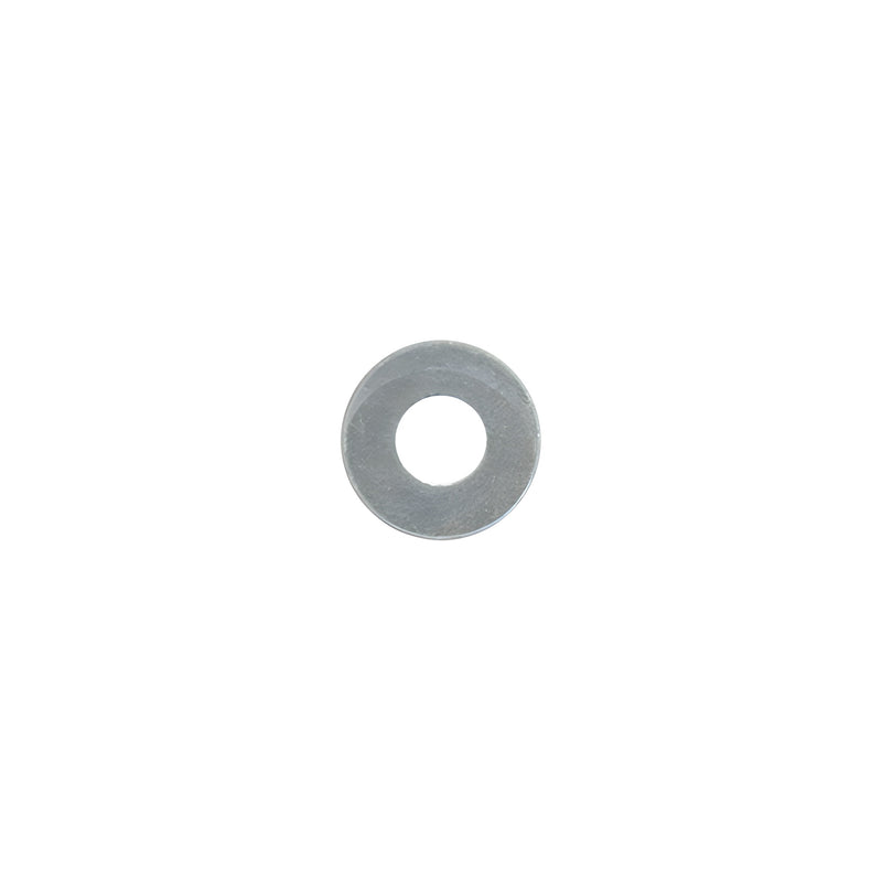 A single circular zinc-finished flat washer with a 5/16 inch hole and 3/4 inch diameter.