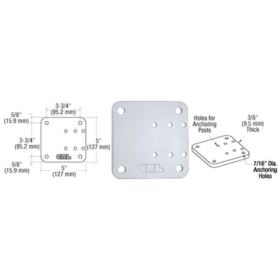 CRL Clear Anodized 5" x 5" Offset Base Plate