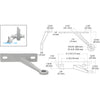 A technical diagram showing the dimensions and side profile of a brushed stainless steel left-hand spider fitting.