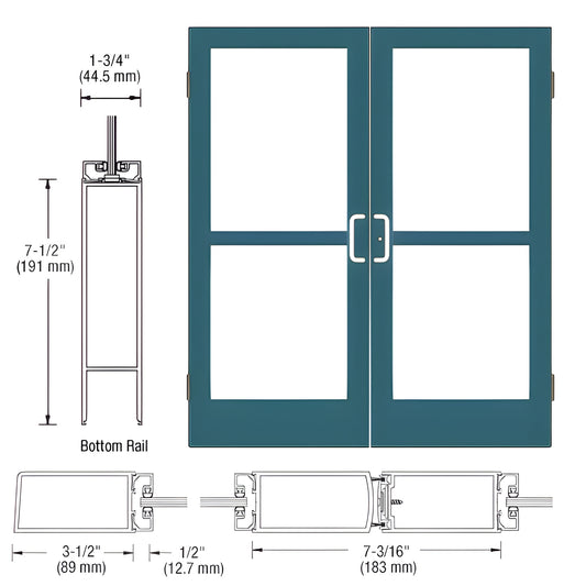 CRL-U.S. Aluminum Medium Stile Pair Entrance Doors Kynar Panic Hardware