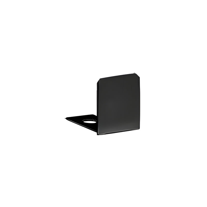 A matte black brass end cap designed for 3/8 inch deep U-channel glazing installations.