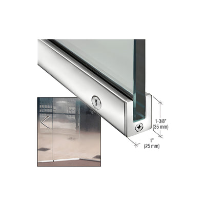 CRL Polished Stainless 1-3/8" LH from Outside Tall Slender Profile Door Rail With Lock Custom Length