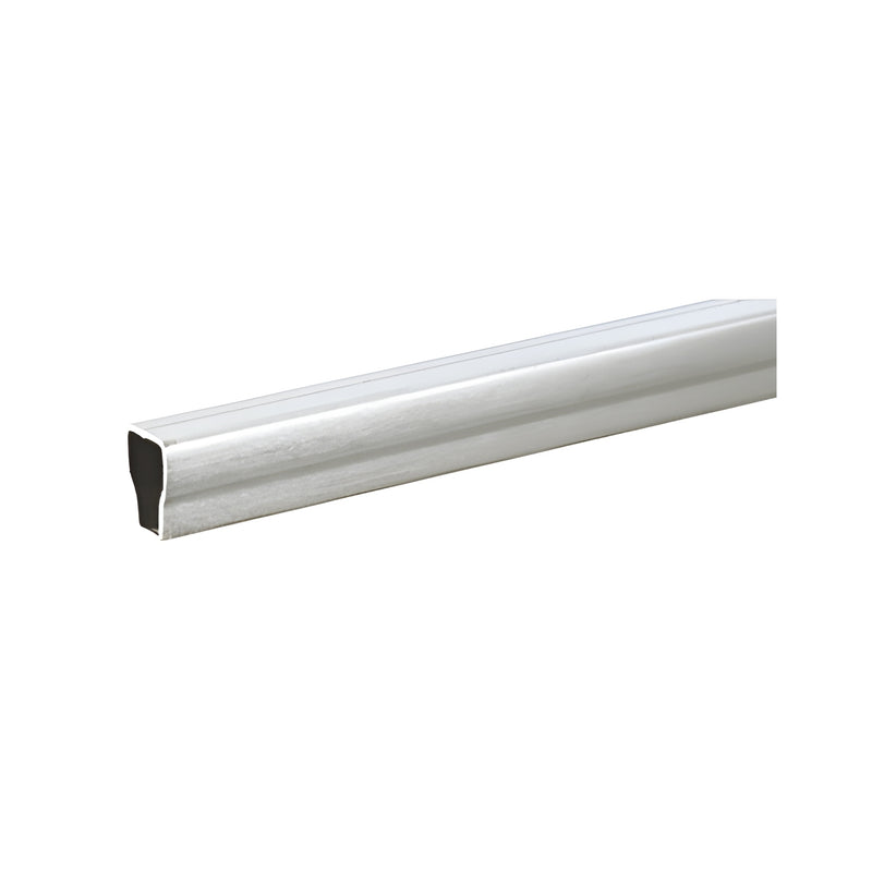 A close-up view of a 1/4 inch wide clear anodized single seal spacer bar.